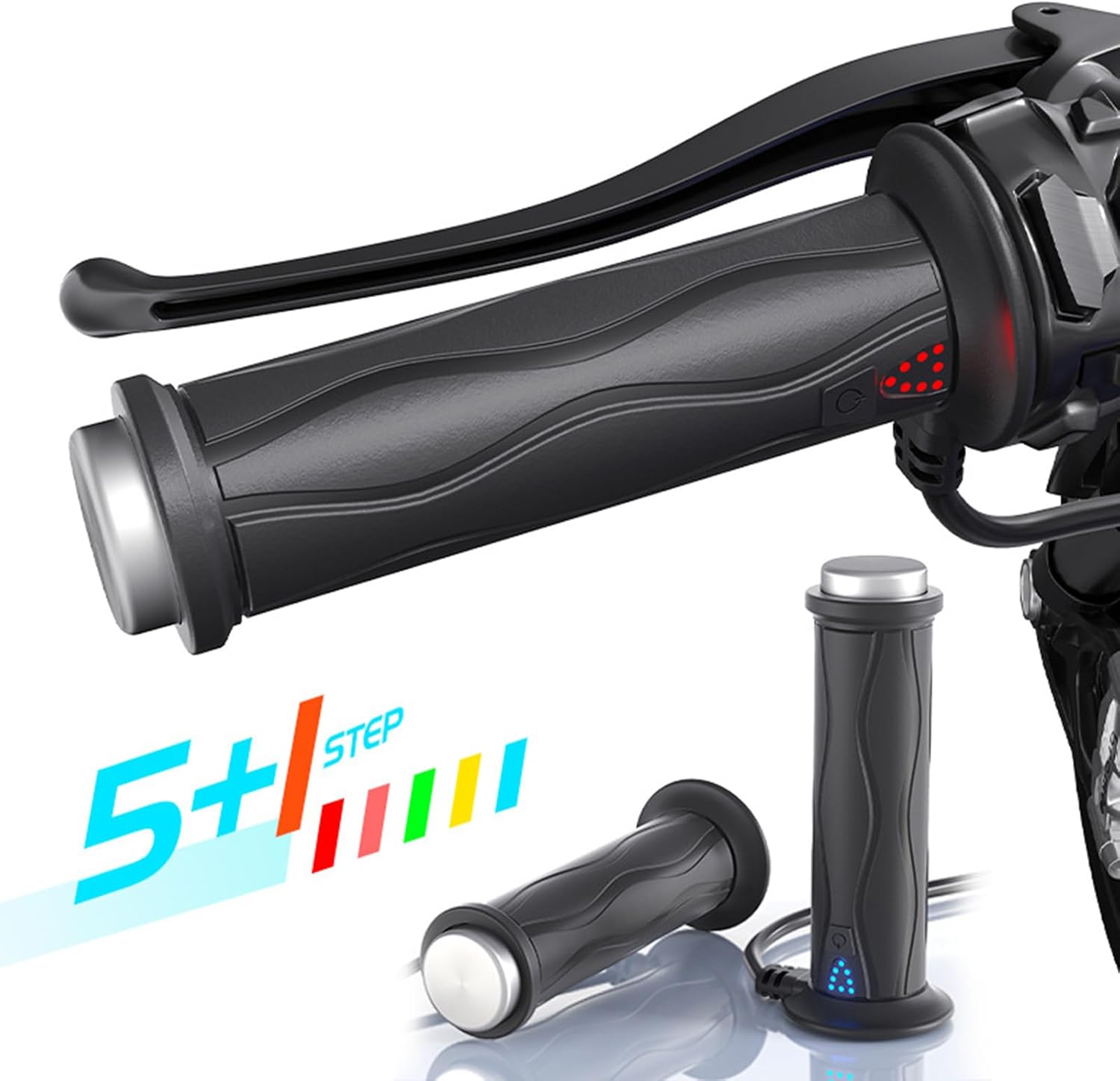 Electric Heated Motorcycle Handlebar Grips 5 Gear Temperature Waterproof C740