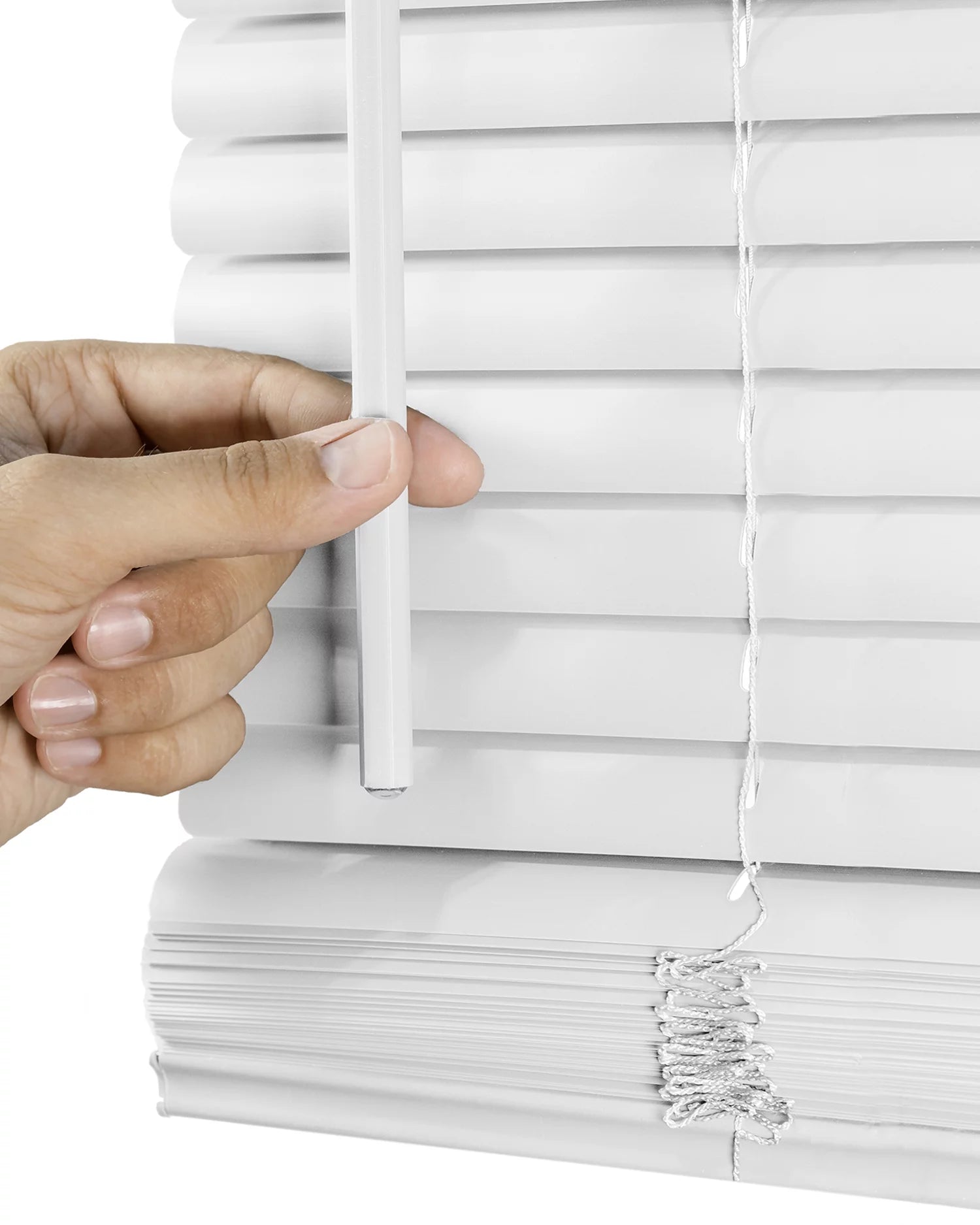 Gloss White Cordless Vinyl Mini Blinds 70"W X 48"H I59623