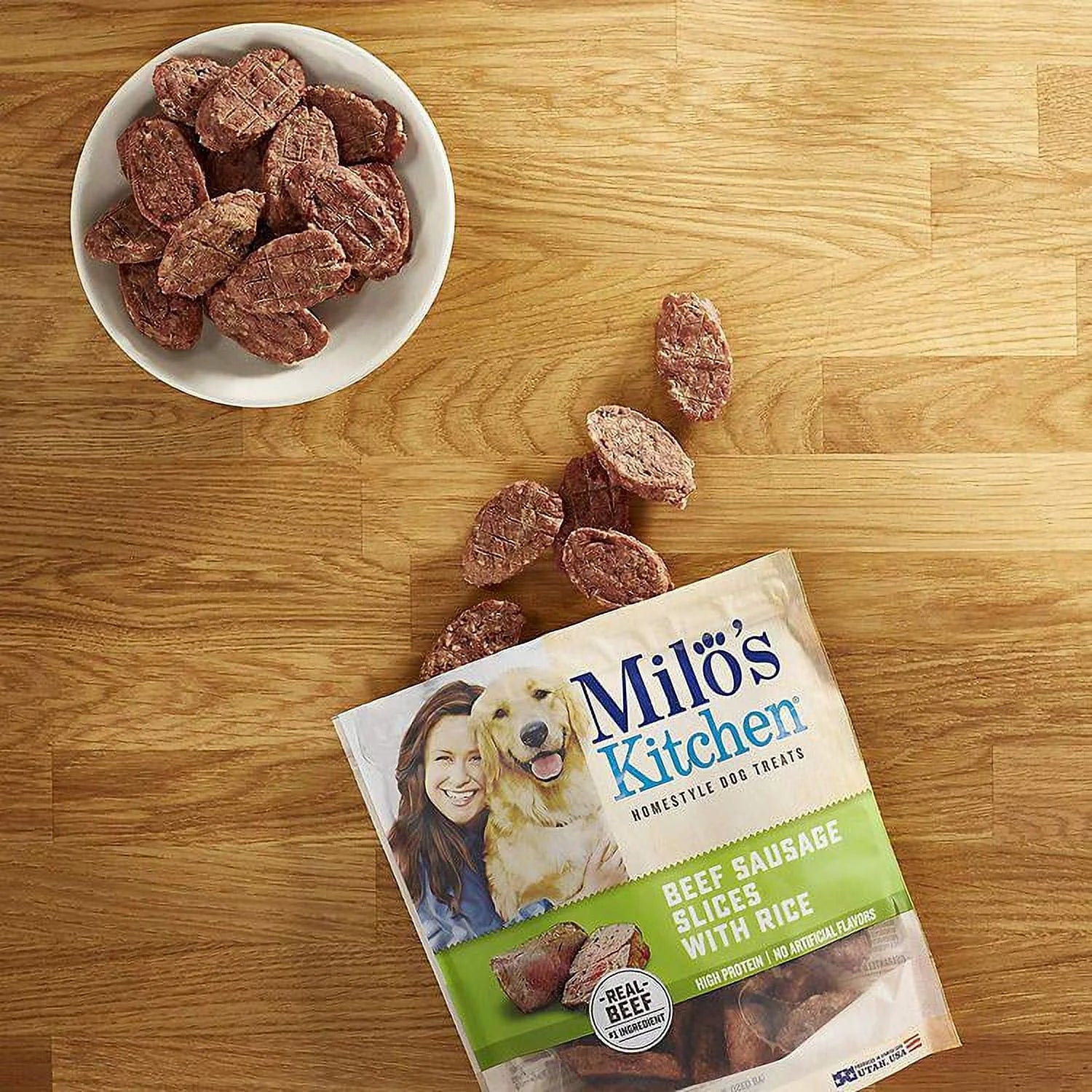 Beef and Rice Sausage Slices Dog Treats, 18 oz. K939693