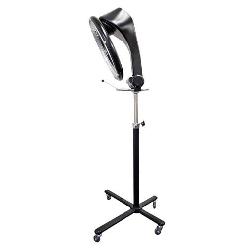 Professional Infrared Hair Color Processor & Multi-Function Dryer Accelerator w/Rolling Base - Heavy Duty Adjustable Standing Hair Dryer (Black) Z40928