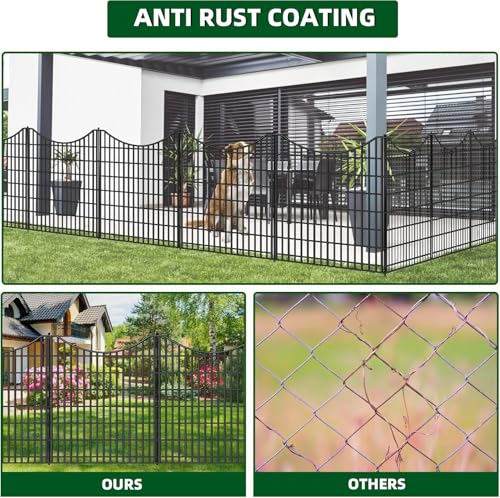 18 Panels No Dig Decorative Fence with Gate, 33 in(H) X 40.5 ft(L) Rustproof Metal Wire Edging Border L6662