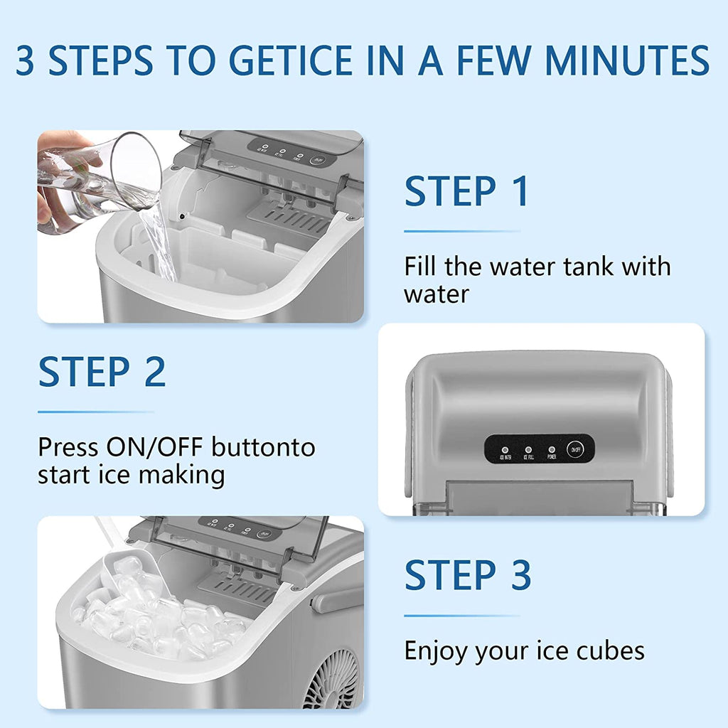 Countertop Ice Maker Portable Ice Machine, 26Lbs/24H D5207
