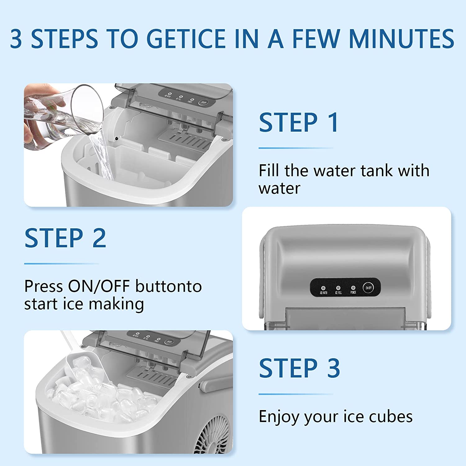 Countertop Ice Maker Portable Ice Machine, 26Lbs/24H D5207