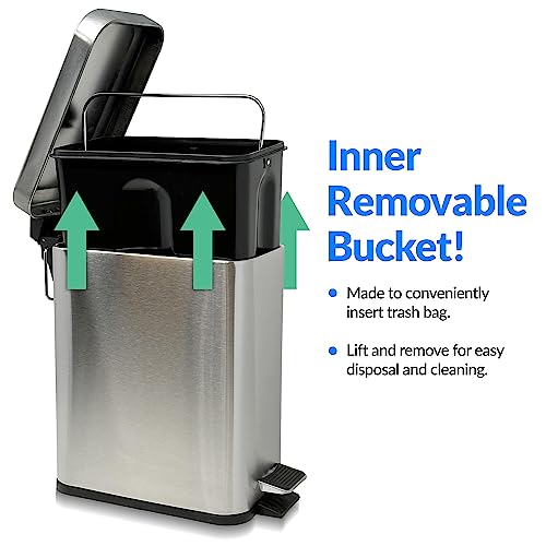 Stainless Steel 1.3 Gallon Step Pedal Trash Can with Lid I450224
