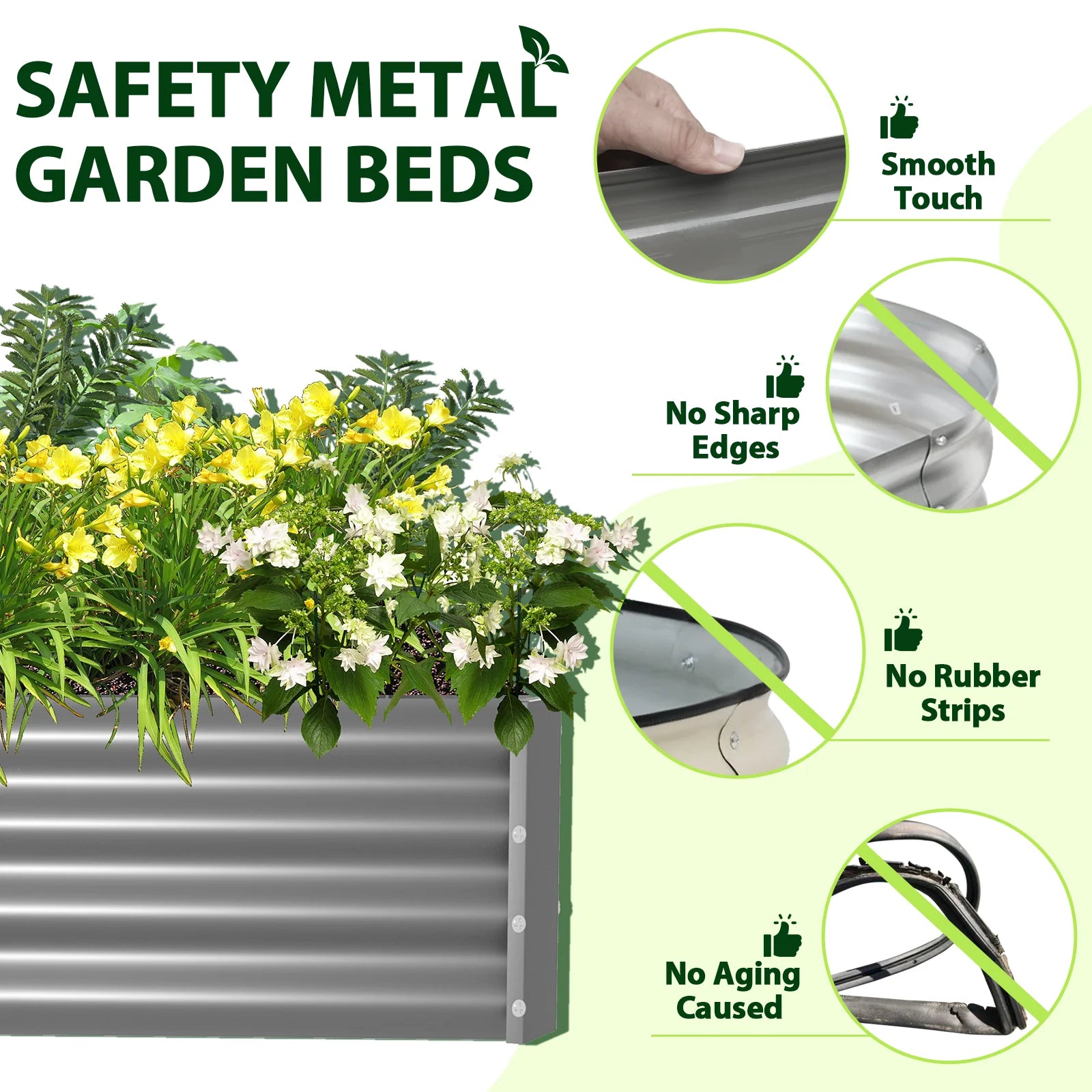 2 Pack Gray Metal Galvanized Raised Garden Bed T75892