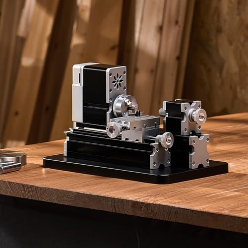 Mini Metal Lathe Machine, 2.76 x 5.12 in, 36W Power, 20,000 RPM Speed, with 3-jaw Chuck, Aluminum Alloy Handwheel H7023