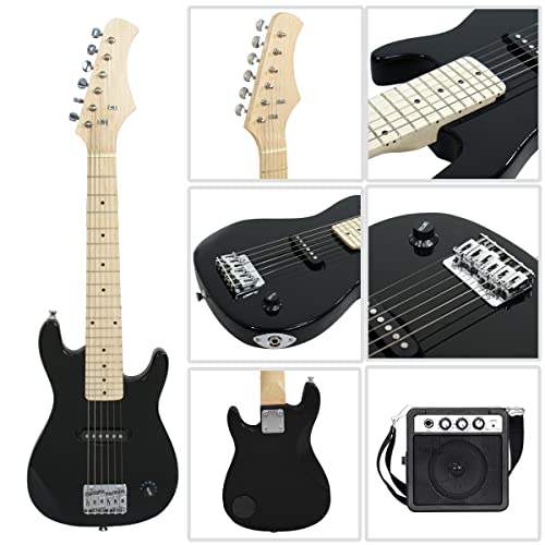 30" Black Beginner Electric Guitar with 5W Amp and Guitar Bag R45631