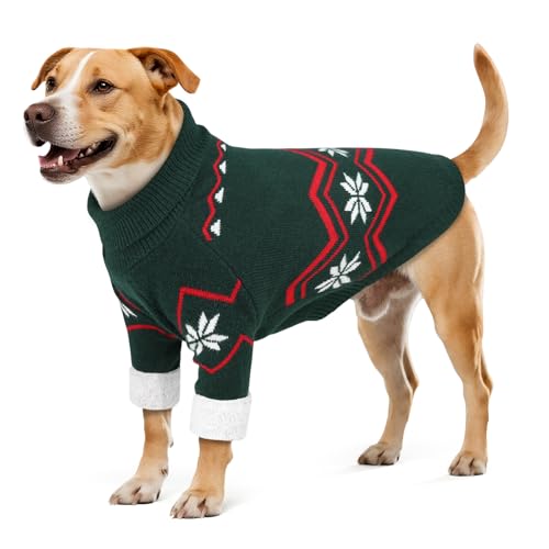 XXL Dog Knit Turtleneck Pullover with Leash Hole H7289