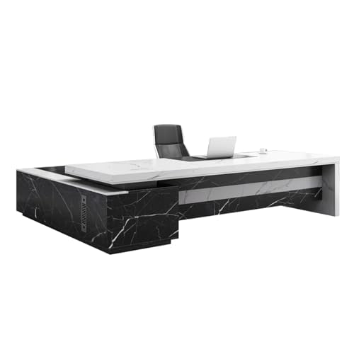 L-Shaped Desk with Charging Station File Drawer and Storage Shelve X461019