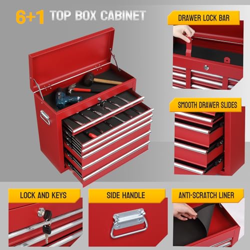 Red & Black 5-Drawer Rolling Tool Chest D1686