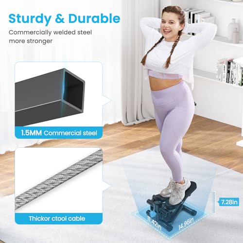 Mini Stepper with Resistance Bands, 330 lbs Capacity, LCD Monitor W681449
