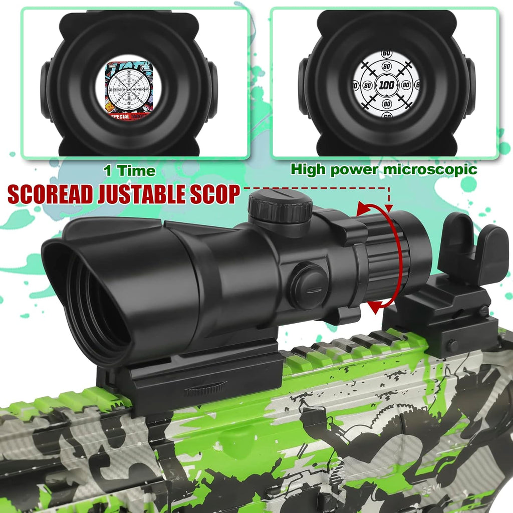 Large Gel Ball Blaster with Drum & Mag, Automatic and Manual Splatter Blaster with 40000 Gel Rounds, Electric Splat Blaster and Goggles (Green) H562692