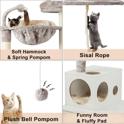 Large Wood Cat Tree with Litter Box Enclosure B68128