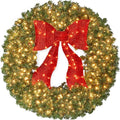 36in Artificial Pre-Lit Fir Christmas Wreath with 150 LED Lights L4266