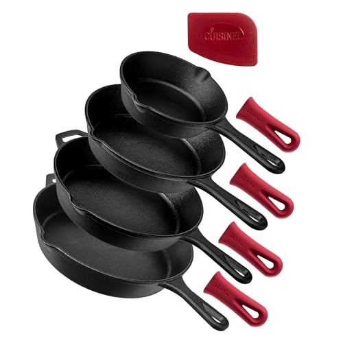 Cast Iron Grill Pan Square 10.5-Inch Pre-Seasoned Skillet with Glass Lid D378