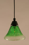 Matte Black Mini-Pendant with Green Crystal Glass R29298
