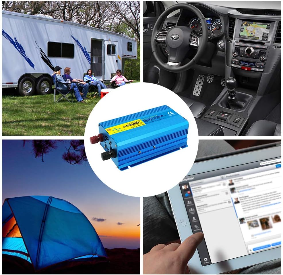 500W Pure Sine Wave Power Inverter DC 12V to AC 110V with Dual USB Ports Pack of 2 P744543