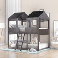 Antique Gray Full Over Full Wooden Bunk Bed D914