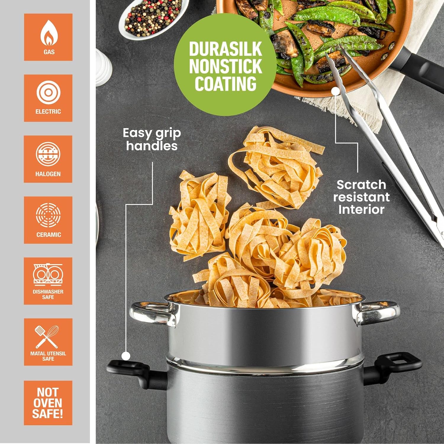 13 Piece Non Stick Hard Anodized Ceramic Cookware Set Z564