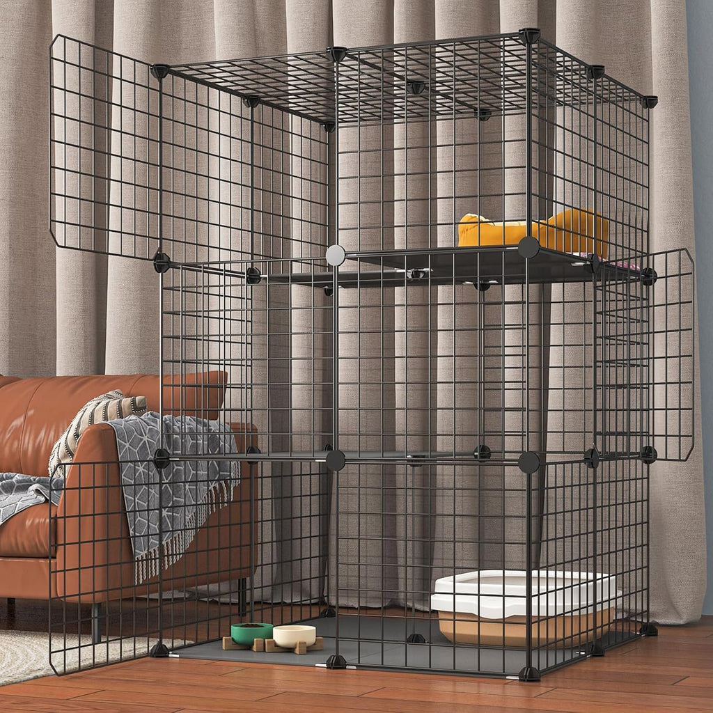 Black 3-Tier Metal Wire Cat Cage E788