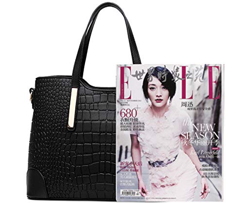 Faux Leather Top Handle Handbags 2 Pcs Set T7972