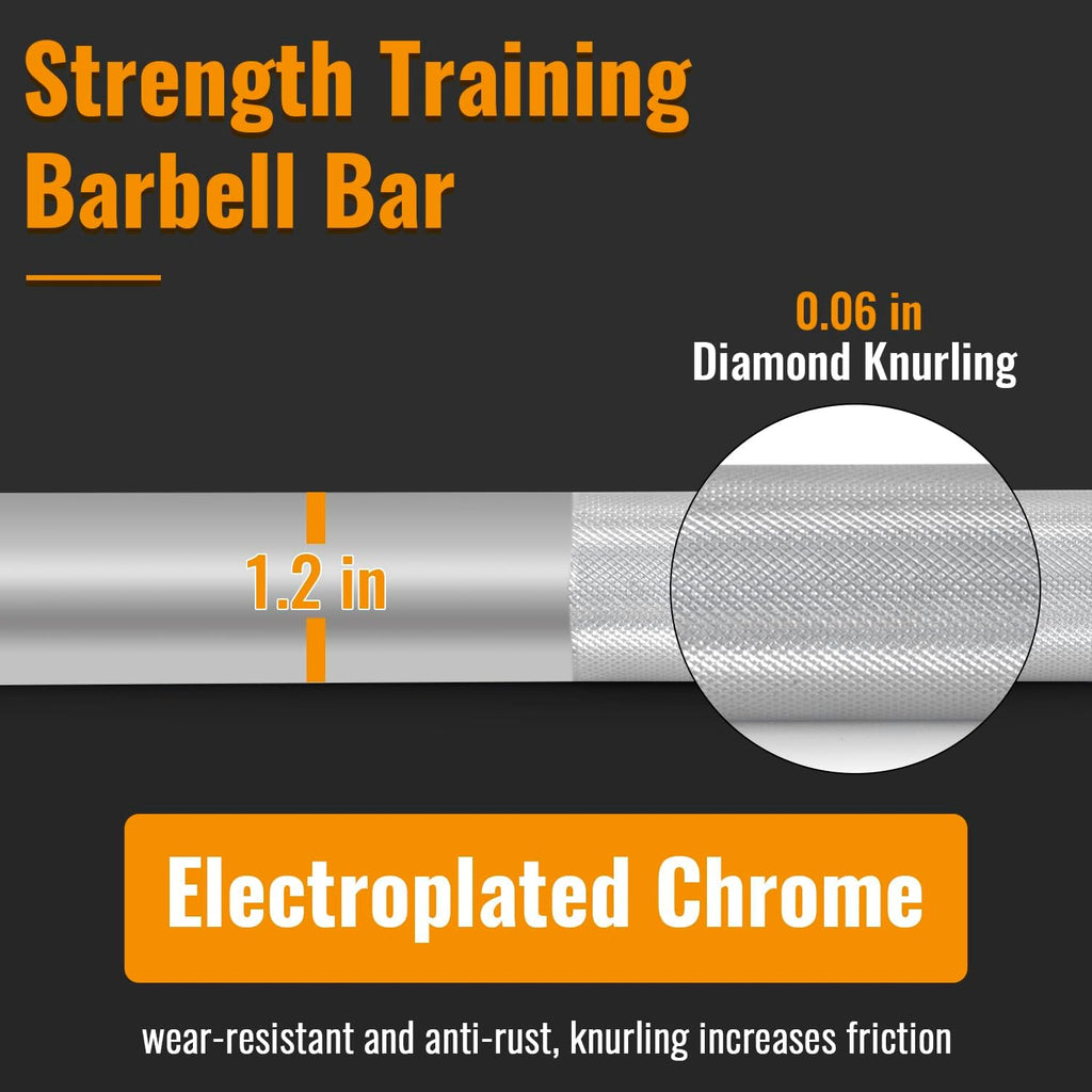 7Ft Olympic Barbell: Solid Chrome Bar, 2Inch Diameter, 700lbs Capacity A1835