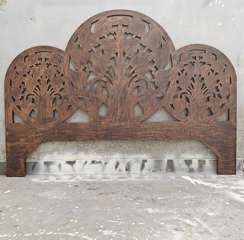 Queen Engineered Wood Headboard Black Gold Antique O778