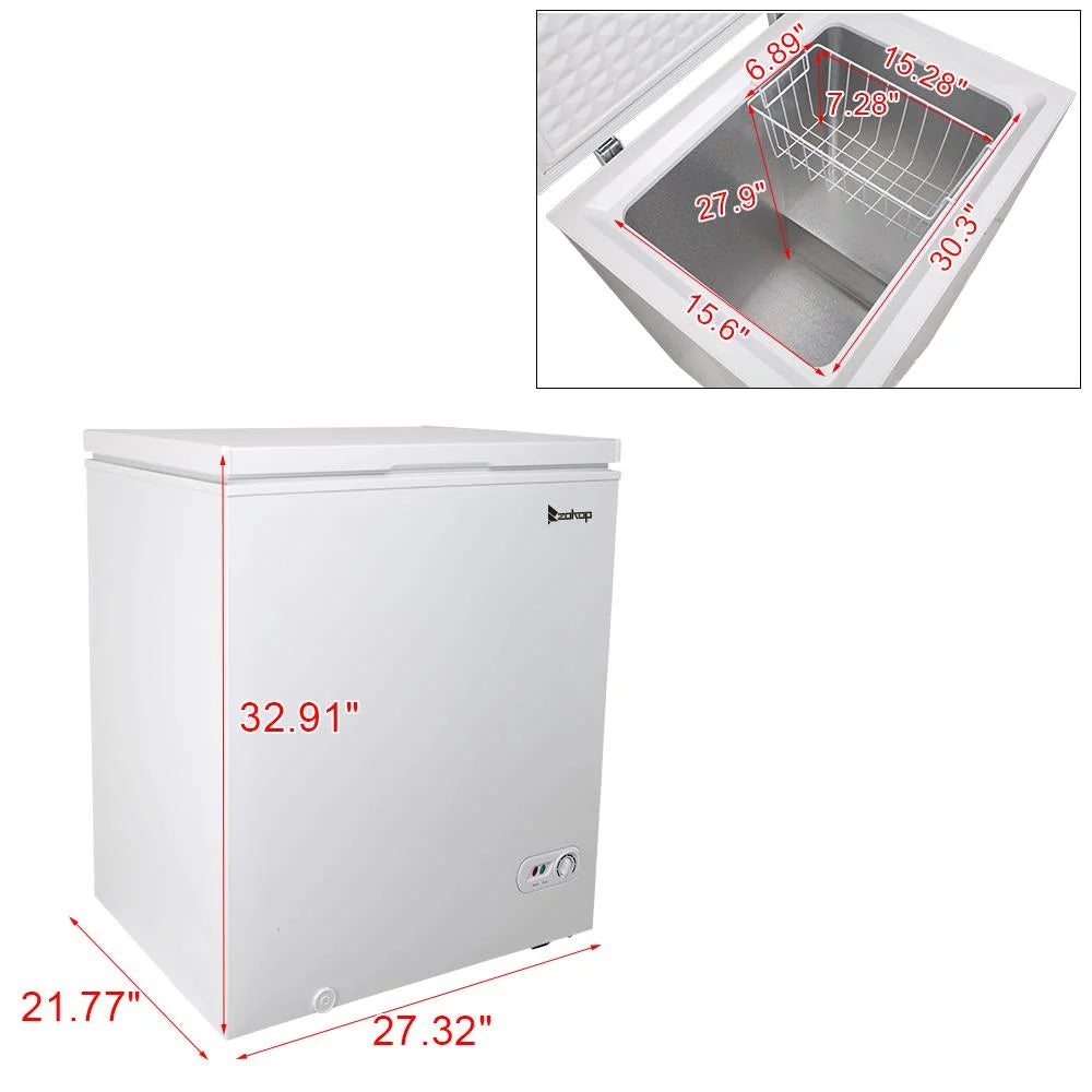 White 5.0 Cu.ft Single Door Chest Freezer L1787
