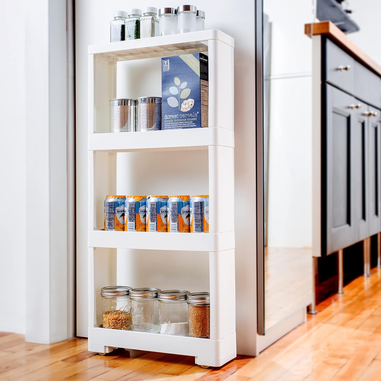 White 4 Tiers Slim Rolling Storage Cart O229