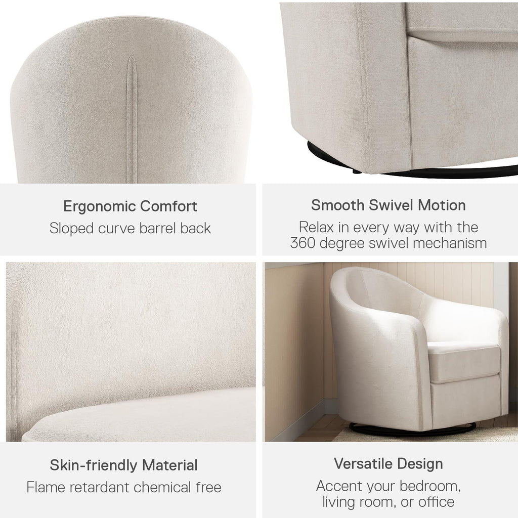 Ivory Velvet Curved Accent Chair S3584