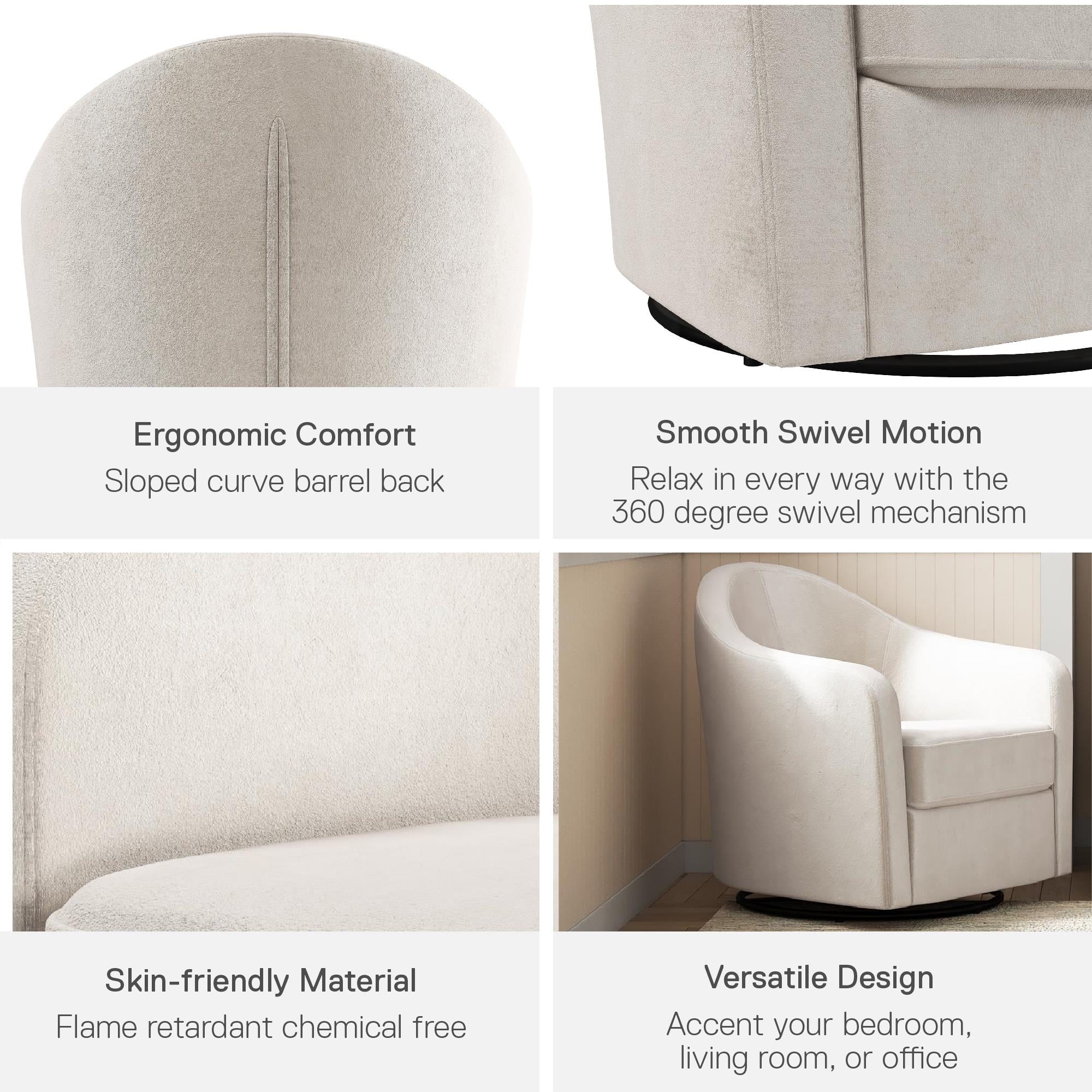 Ivory Velvet Curved Accent Chair S3584