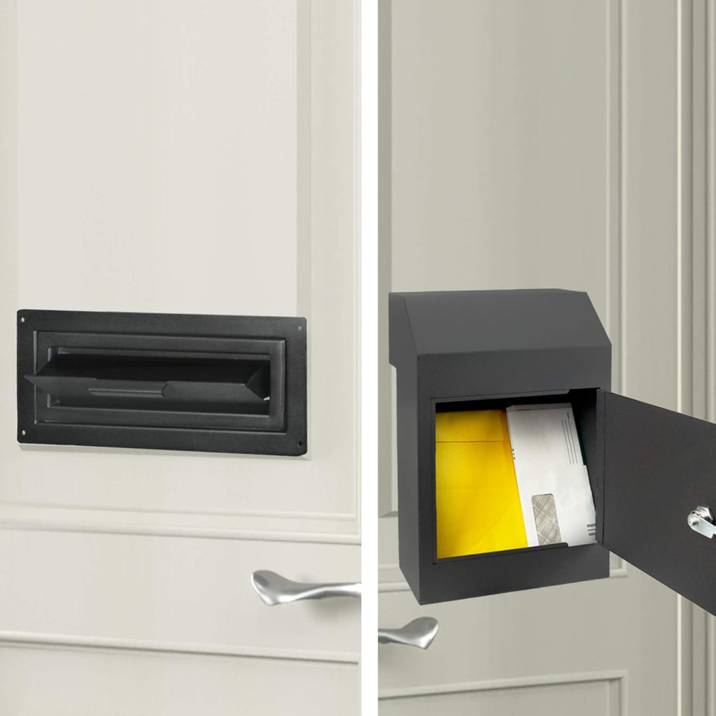 Black Locking Steel Mailbox with Rear Access R386531