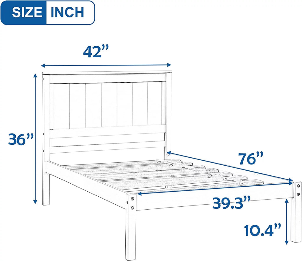 Full Size Solid Wood Platform Bed Frame with Headboard, Espresso J734393