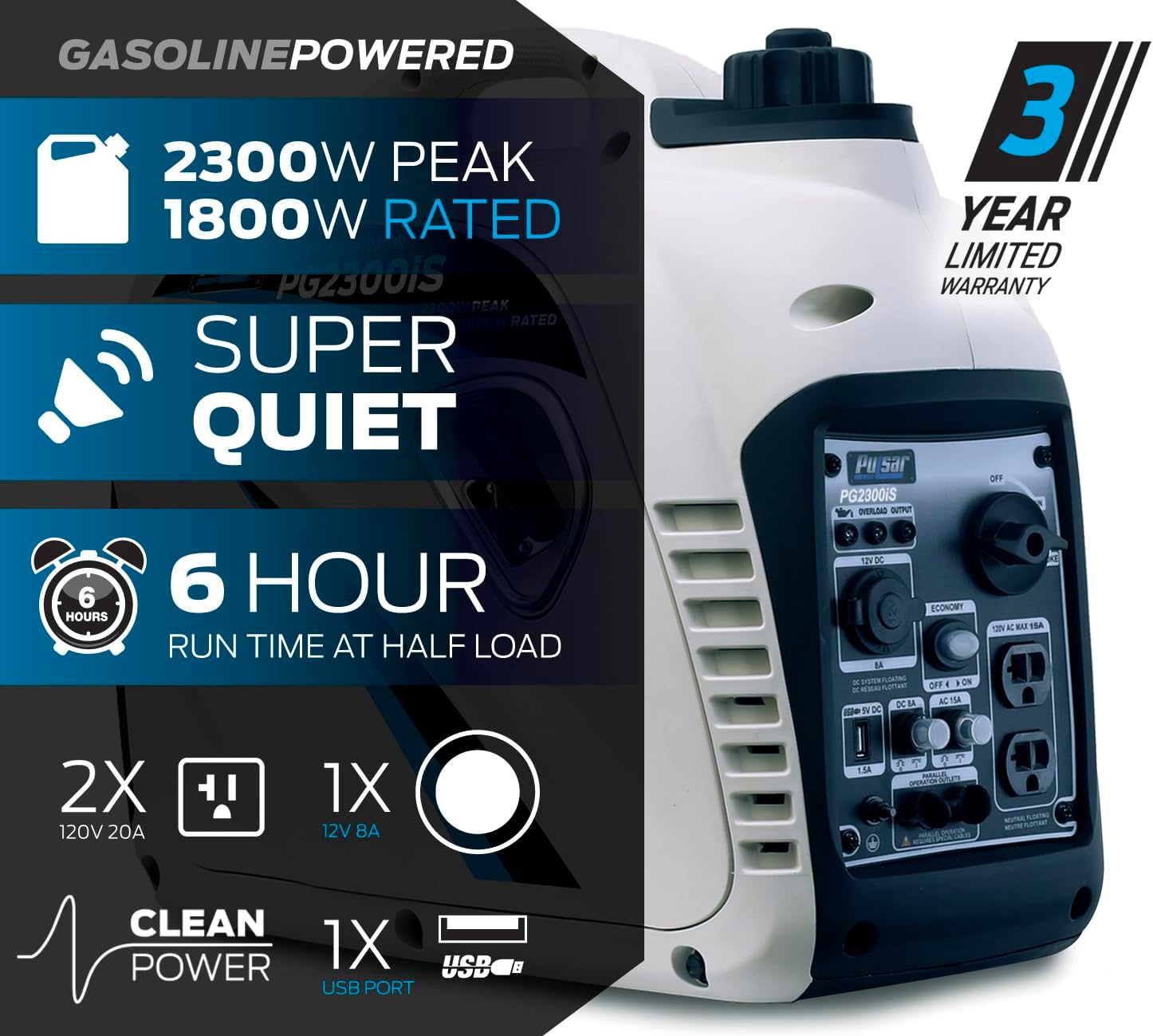 2,300W Portable Gas-Powered Inverter Generator X709512