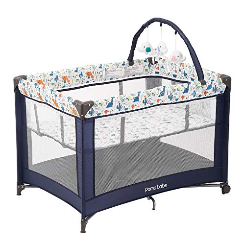 Portable Playard with Padded Mat and Toy Bar (Blue) B159108