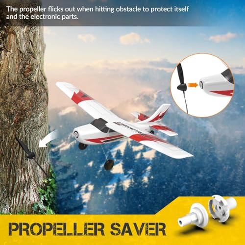 RC Plane Trainer 3CH Remote Control Airplane with Prop Saver, 6-Axis Gyro Stabilizer, 400mm Green B8749