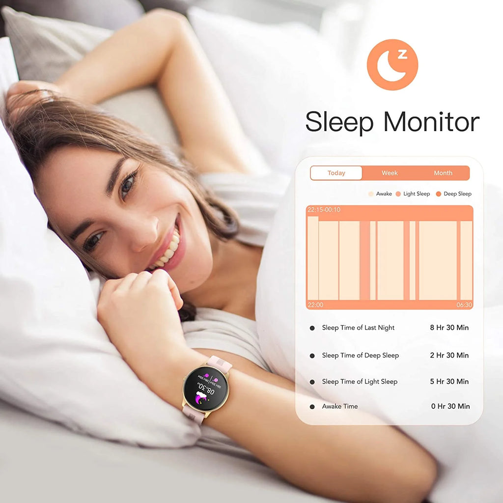 Smart Watch 1.3'' Full Touch Fitness Tracker IP68 Waterproof Bluetooth Round Sports Smartwatch with Heart Rate Monitor T2277