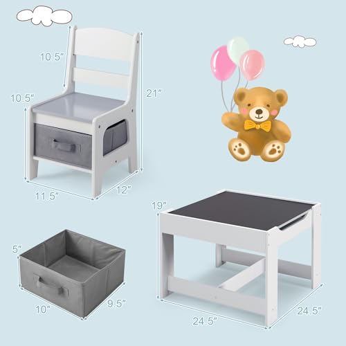 Pink Kids Table and Chair Set with Storage S650217