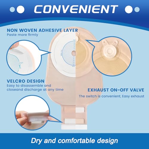 20 Pack Individually Packaged One-Piece Drainable Ostomy Bags with Closure, Cut-to-Fit, Max 65mm U27129