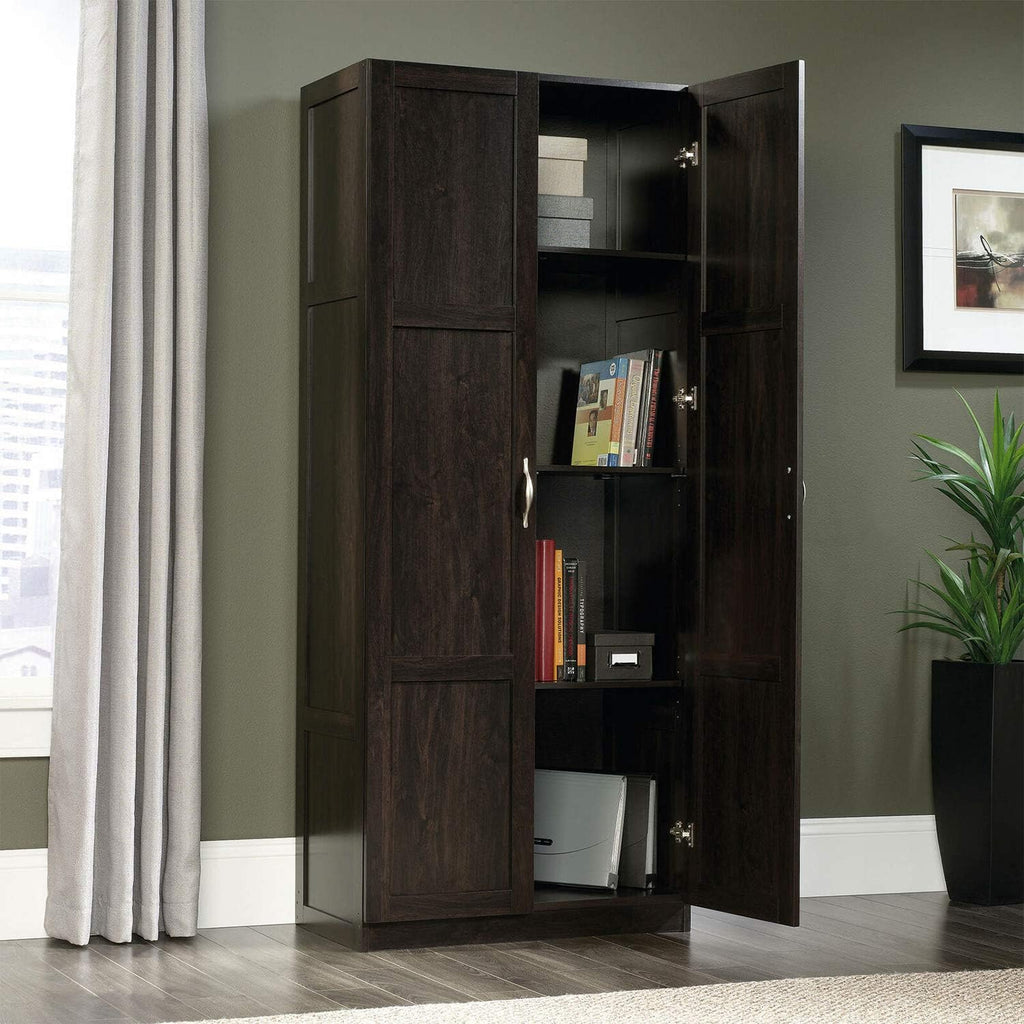 Dark Brown Tall 2 Door Pantry Cabinet Storage Cupboard with Shelves and Drawer 29.6" L x 16" W x 71.5" H Wood L126076