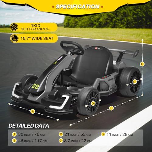24V Electric Go Kart with 2X150W Motor, 7AH Battery, Green N772296