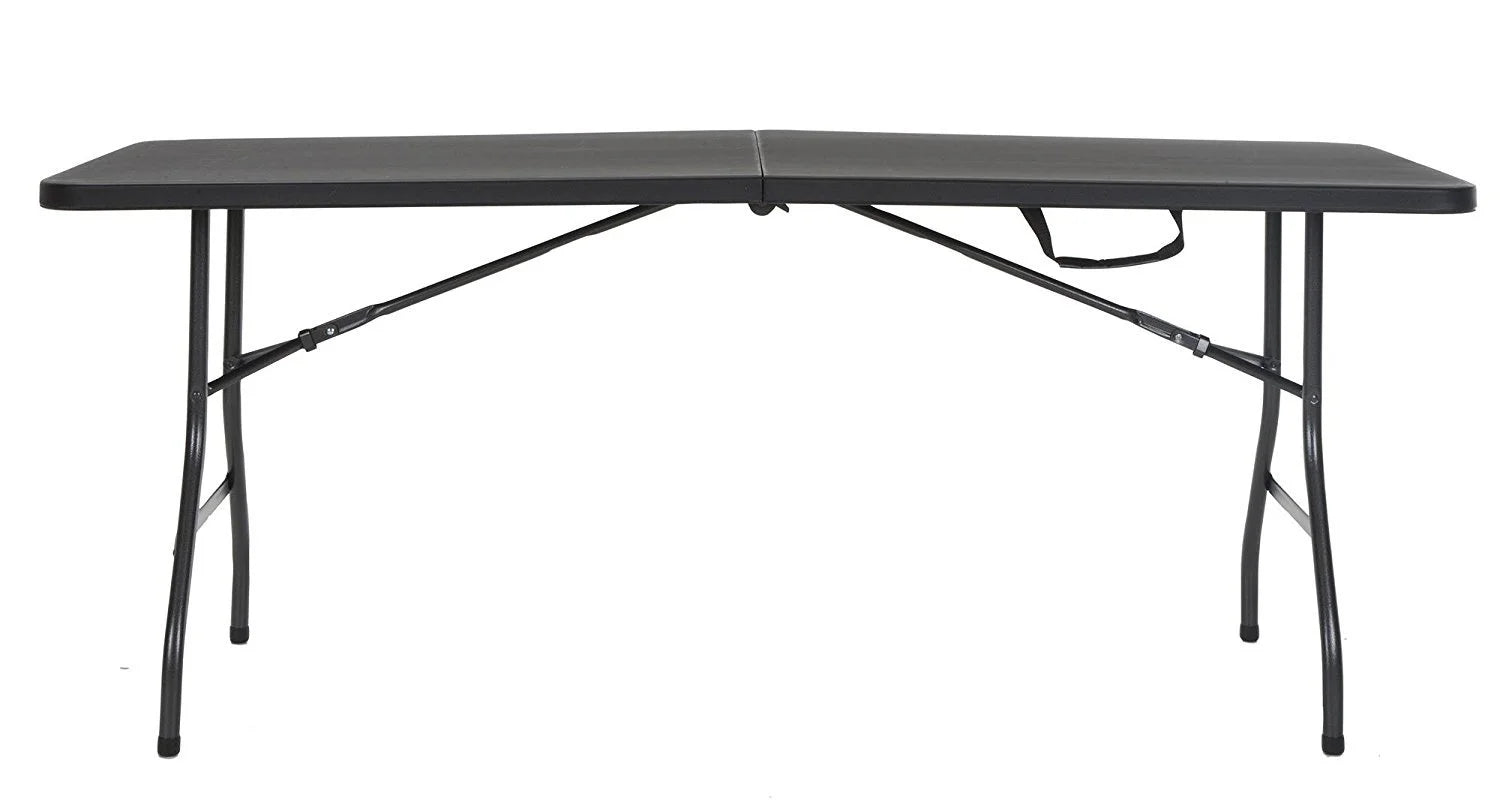 Black 6 Foot x 30 Inch Fold-in-Half Folding Table N41744