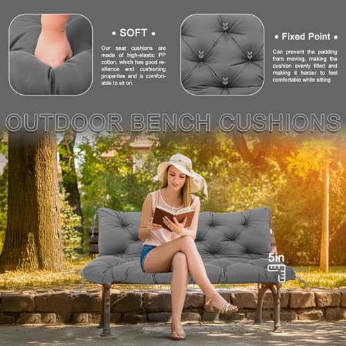 Grey 60 inch 2-3 Seater Waterproof Patio Swing Cushions with Backrest Ties T597