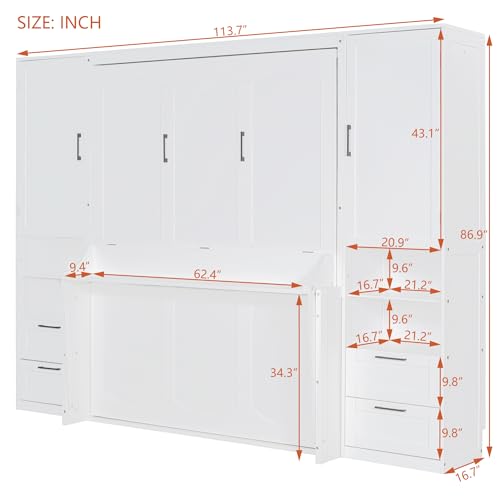 Gray Queen Size Murphy Bed with Desk M925