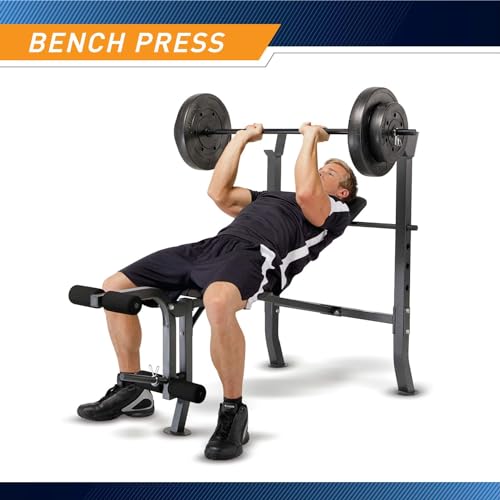 80lbs to 100 lbs Vinyl-Coated Weight Set with Weight Bench U607