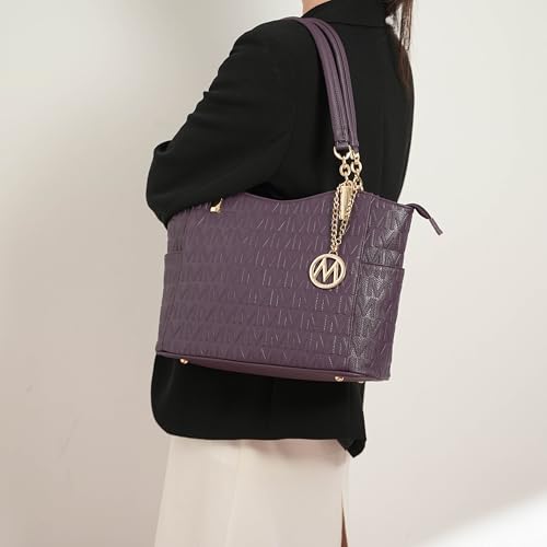 Vegan Leather Shoulder Bag Tote Bag Purse Set T7582