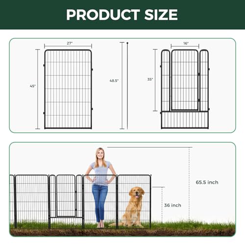 Black 40in x 36.0ft 16 Panels Metal Garden Fence Y24750