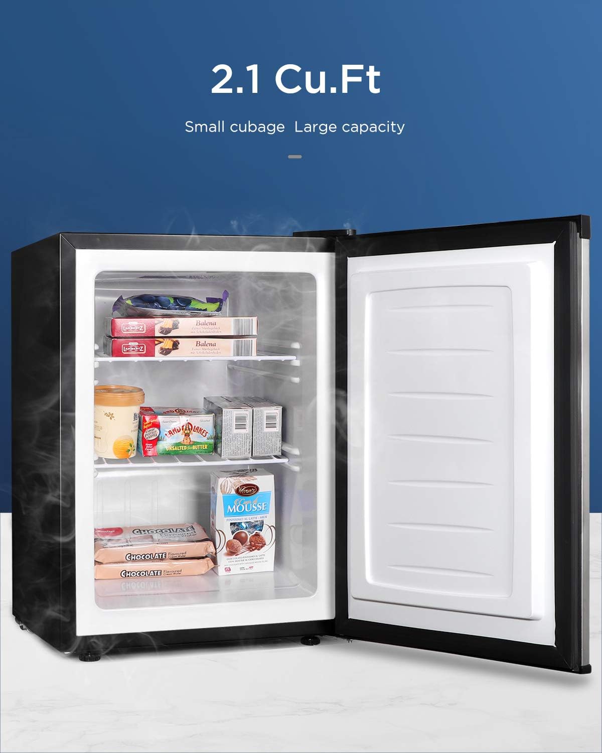 2.1 Cubic Feet Silver Compact Mini Freezer Q8290