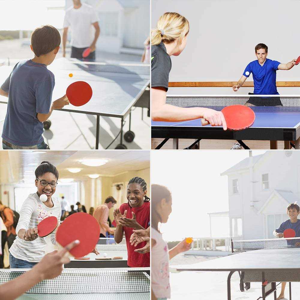 Ping Pong Paddle Set with Retractable Net, 2 Rackets, 6 Balls and Carry Bag Y2415