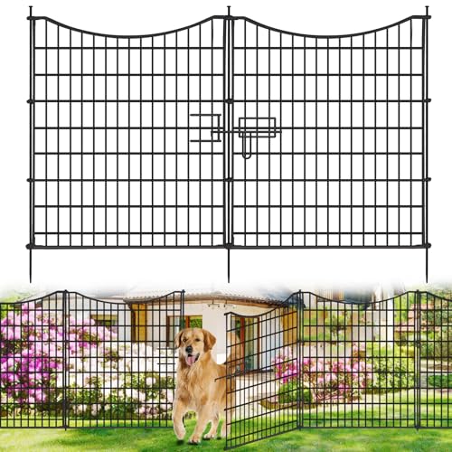 18 Panels No Dig Decorative Fence with Gate, 33 in(H) X 40.5 ft(L) Rustproof Metal Wire Edging Border L6662